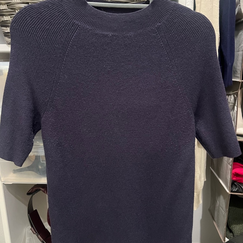 Navy Blue Short Sleeve Sweater